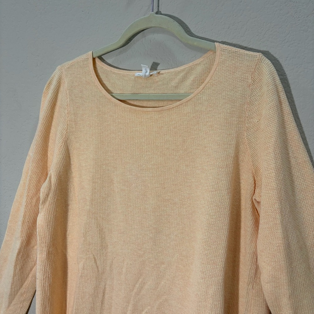 Eileen Fisher linen knit sweater orange long sleeve tunic Sz L Coastal Luxury - Picture 3 of 12